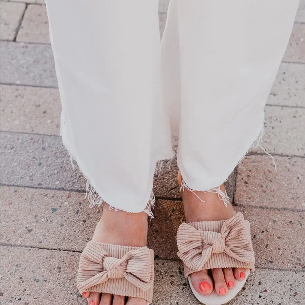 ROLLA'S Women's Pink Bow Slide Flats